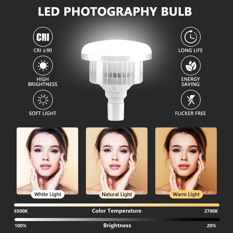 PIOENIMAGE Softbox Lighting Kit, Soft Box Photography Lighting Set with 17in x 17in Softbox, Folding Lighting Tripod, 85W 2700K-6500K LED Bulb, Remote, Studio Lights for Photography, Video Recording - Image 4